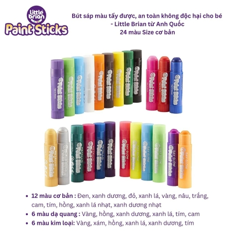 [TỔNG HỢP] Bút sáp màu an toàn, tẩy được Little Brian - Size Cơ Bản (Nhập khẩu UK)
