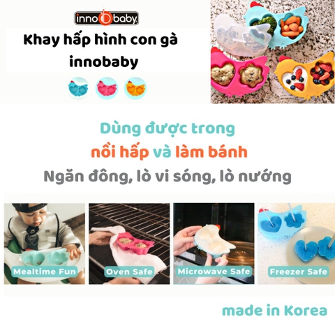 Khay hấp hình con gà Hồng - innobaby từ Hàn Quốc | Din Din SMART Silicone Chicken Steamer