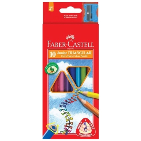 Chì 10 màu junior triangular (thân tam giác)+ chuốt Faber-Castell