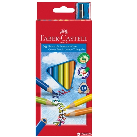 Chì 20 màu junior triangular + chuốt Faber-Castell