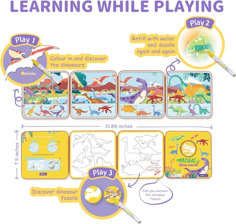 Sách tô màu nước ma thuật _ Thế giới Khủng long (chính hãng Úc)