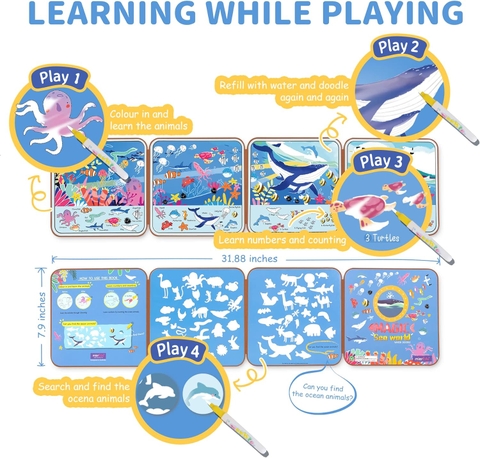 Sách tô màu nước ma thuật _ Thám hiểm đại dương (chính hãng Úc)