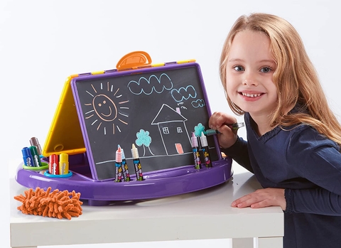 Bảng vẽ 2 in1 Little Brian (gồm bảng trắng, bảng đen và màu vẽ)