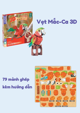 Bộ Xếp Hình 3D Mini – Vẹt Macca