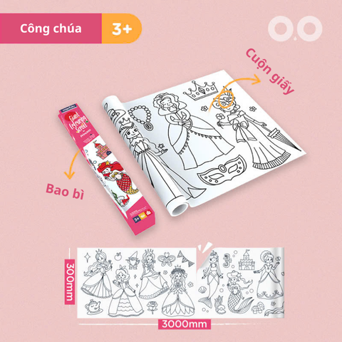 Cuộn tranh tô màu 3m theo chủ đề _Công chúa