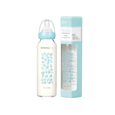 Bình sữa thủy tinh cổ chuẩn 240ml - màu xanh lá -mammyshop Đài Loan