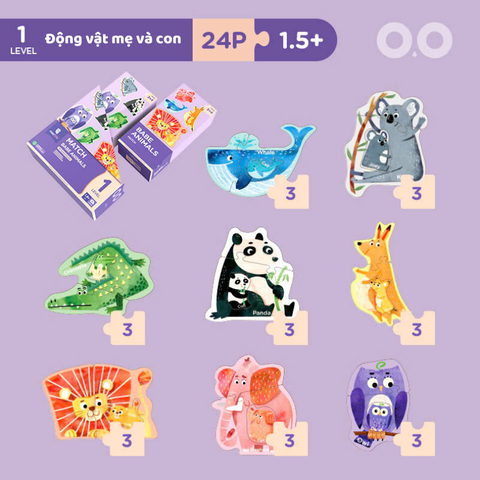 Bộ đồ chơi xếp hình 7 cấp độ - Cấp độ 1: Thế giới động vật