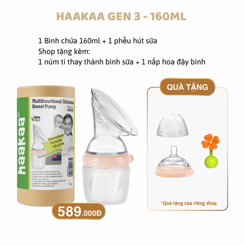 Cốc hút hứng sữa silicone Gen 3 kèm núm cho bé, Haakaa (New Zealand) / Thay thế thành bình sữa