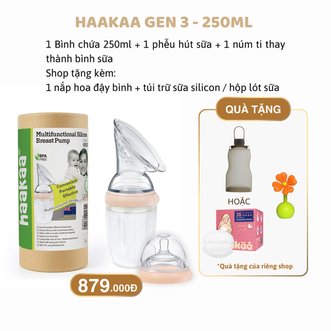 Cốc hút hứng sữa silicone Gen 3 kèm núm cho bé, Haakaa (New Zealand) / Thay thế thành bình sữa