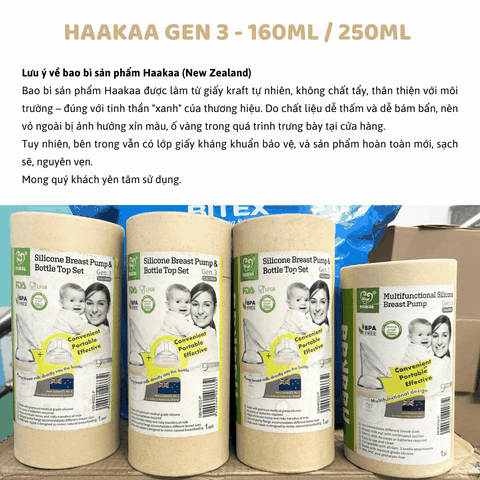 Cốc hút hứng sữa silicone Gen 3 kèm núm cho bé, Haakaa (New Zealand) / Thay thế thành bình sữa