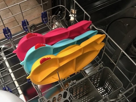 Khay ăn dặm hình chú gà màu vàng-innobaby Hàn Quốc |  DIN DIN SMART Silicone Suction Divided Chicken Plate