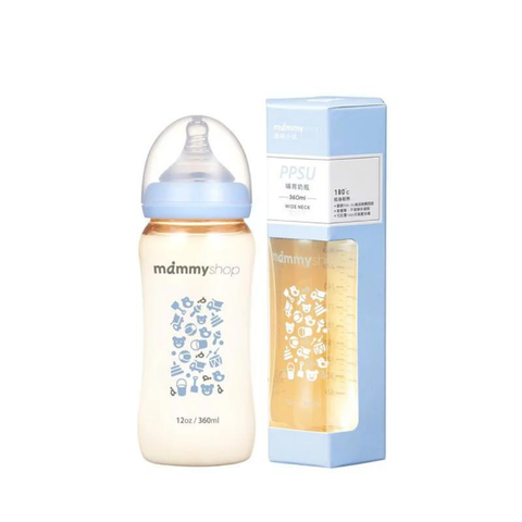 Bình sữa nhựa PPSU cổ rộng 360ml - Xanh dương  MammyShop 3m+