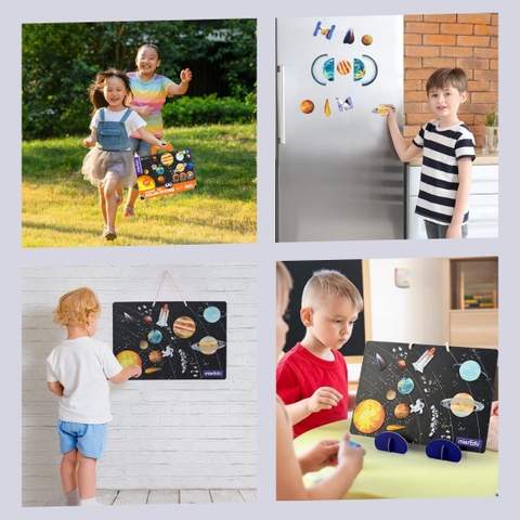 Bảng xếp hình nam châm toán học/ Khủng long/ Hệ mặt trời [mierEdu Magnetic Pad]