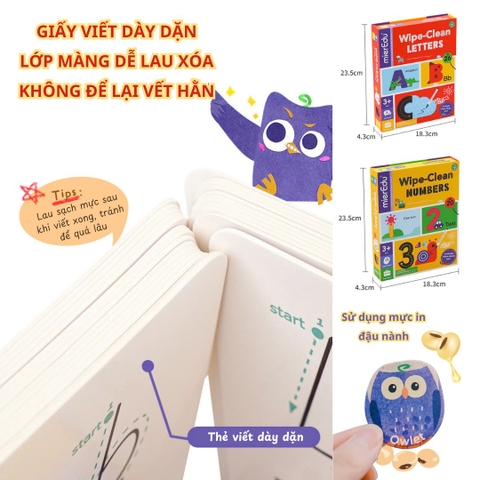 Bé tập viết chữ cái ABC và đếm số 123 _ Thẻ viết xóa