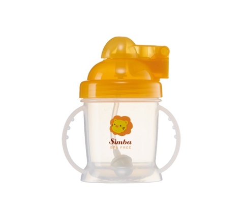 Ly tập uống hút tự động 180ml - màu cam Simba 6m+