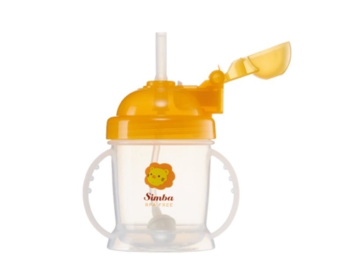 Ly tập uống hút tự động 180ml - màu cam Simba 6m+