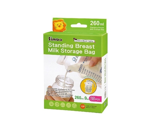 Túi trữ sữa 3D dung tích 260ml hộp 25 cái Simba