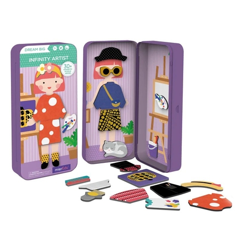 Hộp bút kèm mảnh ghép hình nam châm - Chủ đề Nghề nghiệp bé gái (Combo 3 hộp)