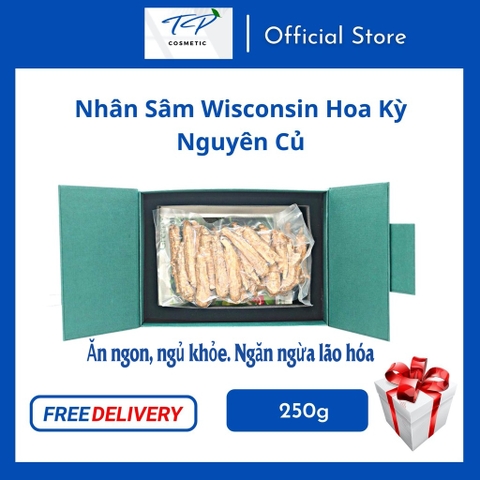 [Chính hãng] Nhân Sâm Wisconsin Hoa Kỳ (Sâm Mỹ)– Nguyên Củ 250g 4 tuổi: Bồi Bổ Sức Khỏe, Tăng Sức Đề Kháng, Điều Hòa Lipid Máu.