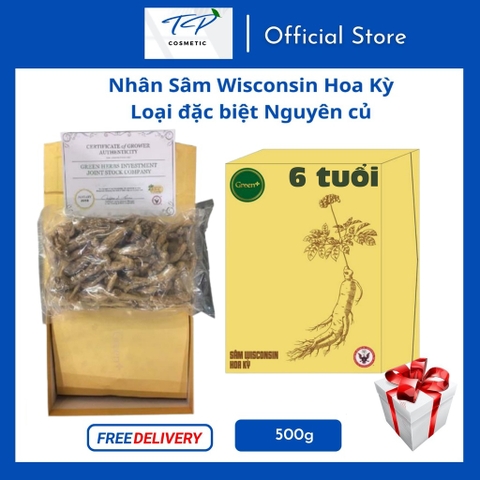 Nhân Sâm Wisconsin Hoa Kỳ (Sâm Mỹ), Loại đặc biệt 6 tuổi – Nguyên Củ 500g: Tăng Sức Đề Kháng, Bồi Bổ Cơ Thể