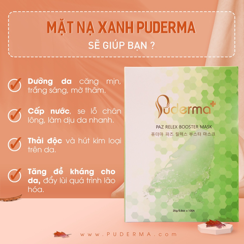 1 Mặt Nạ Xanh PUDERMA dành cho da nhạy cảm: tái tạo, cấp ẩm, làm dịu da, giúp da trắng sáng mịn màng