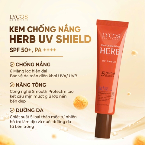 Kem Chống Nắng Kiểm Soát Dầu Lycos Berb UV Shield SPF 50+ PA ++++ kiểm soát bóng nhờn hiệu quả