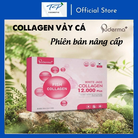 Collagen vảy cá White Jade Puderma 12.000 plus giúp giảm nếp nhăn, mờ thâm nám, tăng cường nội tiết tố nữ, tóc chắc khỏe