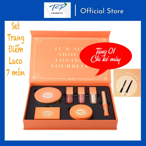 [Chính hãng] Set trang điểm cá nhân 7 in 1 LACO: Kem nền, Kem che khuyết điểm, phấn phủ, phấn mắt/má, chuốt mi, son môi.