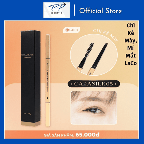 [Chính hãng] Chì Kẻ Mắt Mày CARASILK05 Pencil Brown LACO: có hai đầu gồm chì kẻ và cọ chải, tiện lợi, dễ sử dụng.