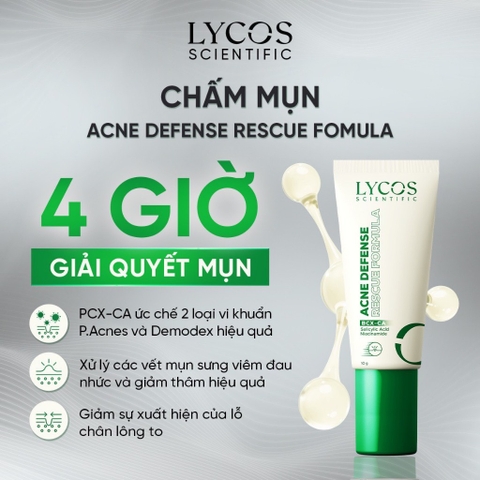 Kem Chấm Mụn 4H Lycos Giảm Sưng Viêm, Kháng Khuẩn & Gom Cồi Acne Defense Rescue Formula Lycos – 10g