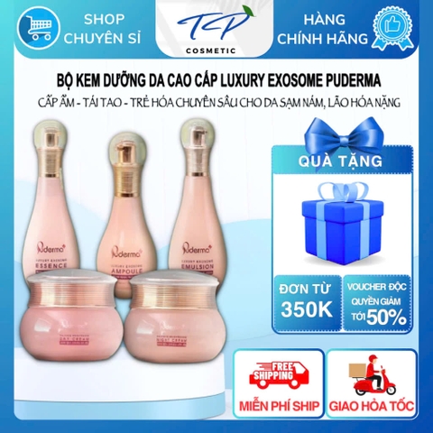 Bộ Kem Dưỡng Da Cao Cấp Luxury Exosome Puderma Dưỡng da căng bóng đẩy lùi sạm nám