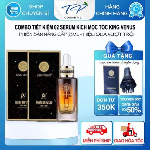 Combo tiết kiệm: 02 Serum KÍCH MỌC TÓC King Venus 35ml: 100% thành phần thảo mộc thiên nhiên quý hiếm..