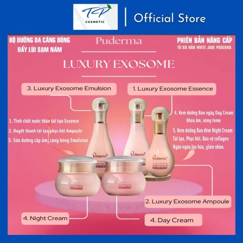 Bộ Kem Dưỡng Da Ban ngày và Ban Đêm Luxury Exosome Puderma, Trẻ hóa vượt trội, nâng cơ, xóa nhăn, xử lý nám chuyên sâu