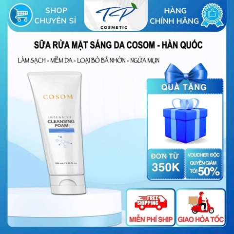 Sữa Rửa Mặt Trắng Da Hàn Quốc COSOM INTENSIVE CLEANSING FOAM: Sạch sâu – Dưỡng ẩm – Giữ da mịn màng.