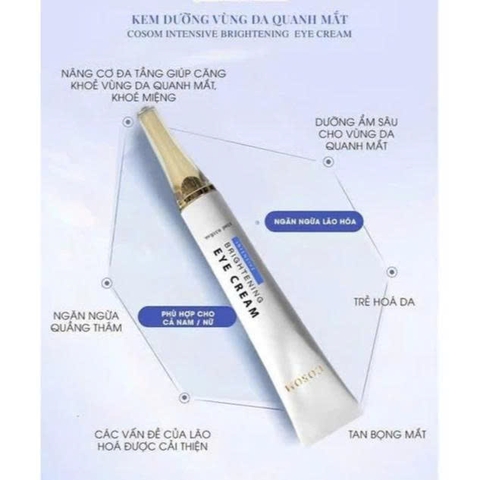 Kem Dưỡng Da Mắt COSOM INTENSIVE BRIGHTENING EYE CREAM (15ml) : giảm nhăn, thâm quầng, bọng mắt