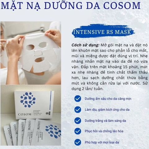 Mặt Nạ Cấp Ẩm Sáng Da Cosom INTENSIVE RS MASK Hàn Quốc - Hộp 5 miếng : Dưỡng trắng phục hồi da.