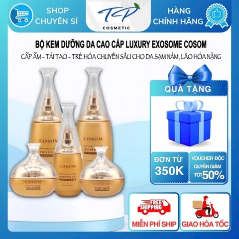 Bộ Kem Dưỡng Da Cao Cấp COSOM Luxury Exosome – Tái tạo phục hồi da sạm nám, tàn nhang, da lão hóa.