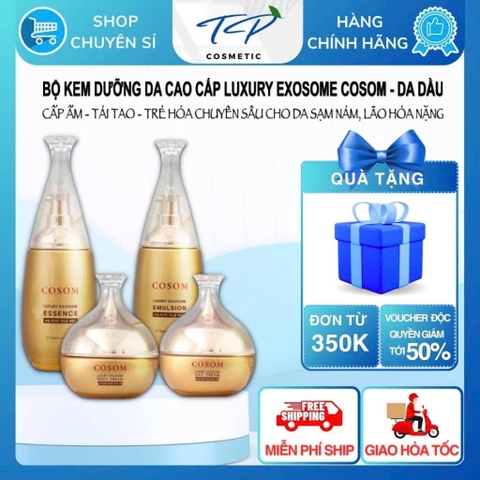 Bộ Kem Dưỡng Da Cao Cấp COSOM Luxury Exosome – Tái tạo phục hồi da sạm nám, tàn nhang, da lão hóa.