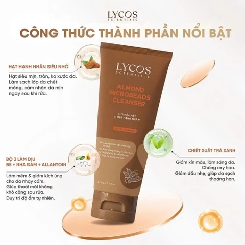 [Nâng cấp] Gel Rửa Mặt Lycos Clean & Light - Sữa Rửa Mặt Vi hạt hạnh nhân, Phù Hợp Cho Da Dầu Mụn