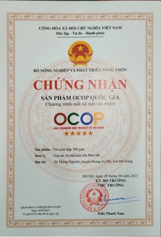TRÀ XANH OCOP 5 sao (TL 100g)