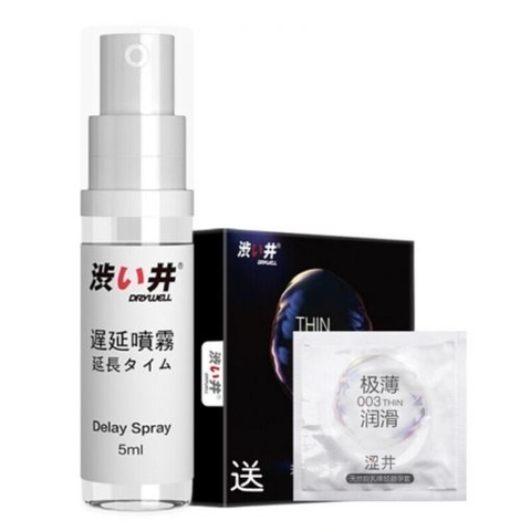 Combo 2 : Mua 1 Xịt Kéo Dài 5ml + 1 hộp 3c bao cao su siêu mỏng 0,03mm