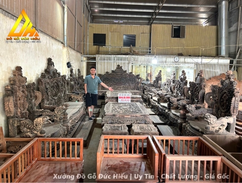 Bộ Rồng Bảo Đỉnh gỗ Mun Hoa Lào(Sẵn mộc)