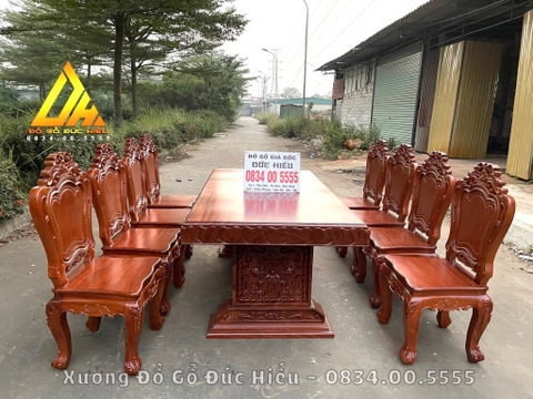 Mẫu bàn ăn 8 Ghế Mẫu Đơn Giản(Sài Gòn)