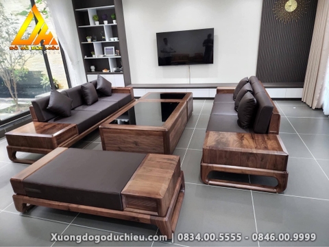 Sofa Chân Hươu 5 món (Gỗ Óc Chó Bắc Mỹ)