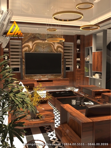 Combo gỗ óc chó phòng khác và bếp