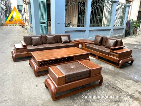 Bộ Sofa zito Đùi Gà (Phun màu óc chó nhạt)