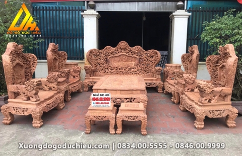 Bộ Cửu Long Bát Mã gỗ gõ đỏ