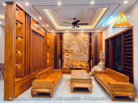 Combo Vách Kệ & Sofa Gõ Đỏ