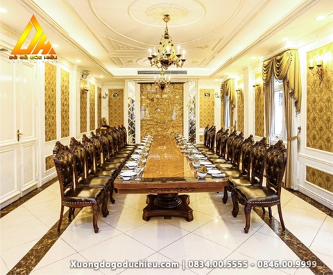 Bàn Ăn Tân cổ điển Bọc Da(20 Ghế)