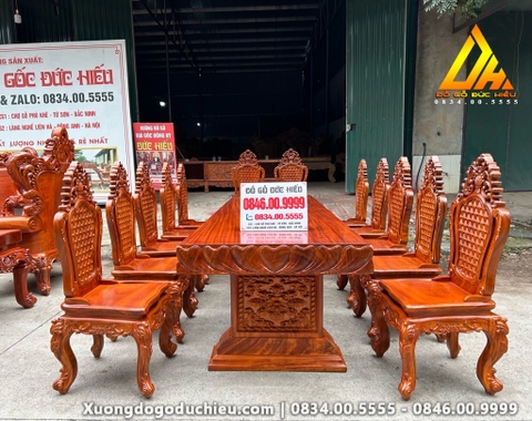 Bộ Bàn Ăn 12 Ghế 3m2 x 1m (Nguyên Khối bán về Nam Định)